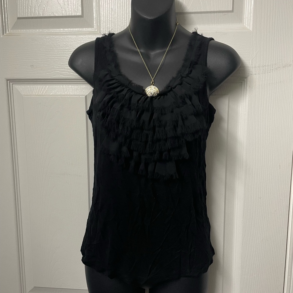 Apt. 9 Black Ruffled Tank Top